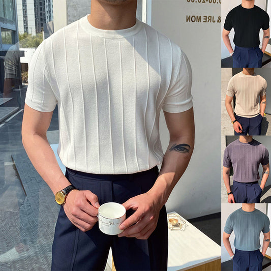Short Sleeve Knitted T-shirt Summer Men's